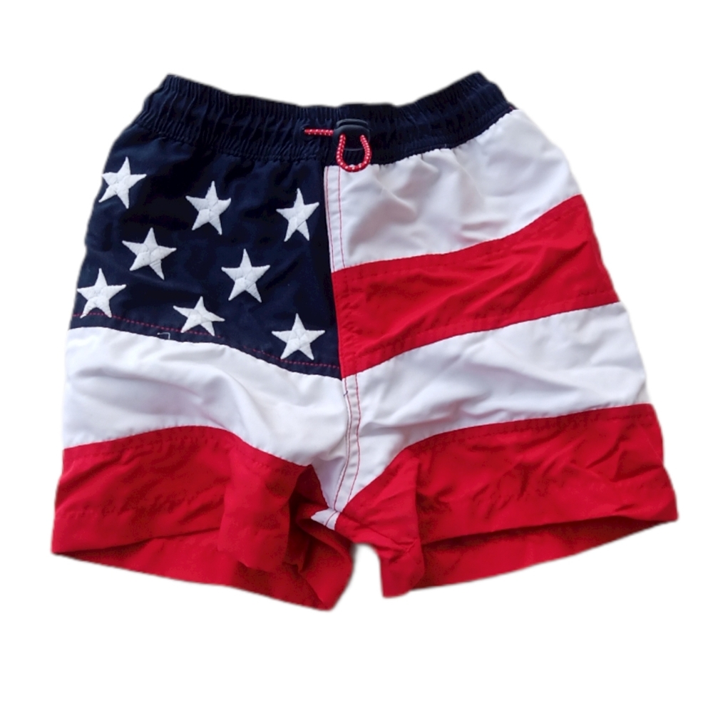 Heartstrings American Flags Swim Trunks